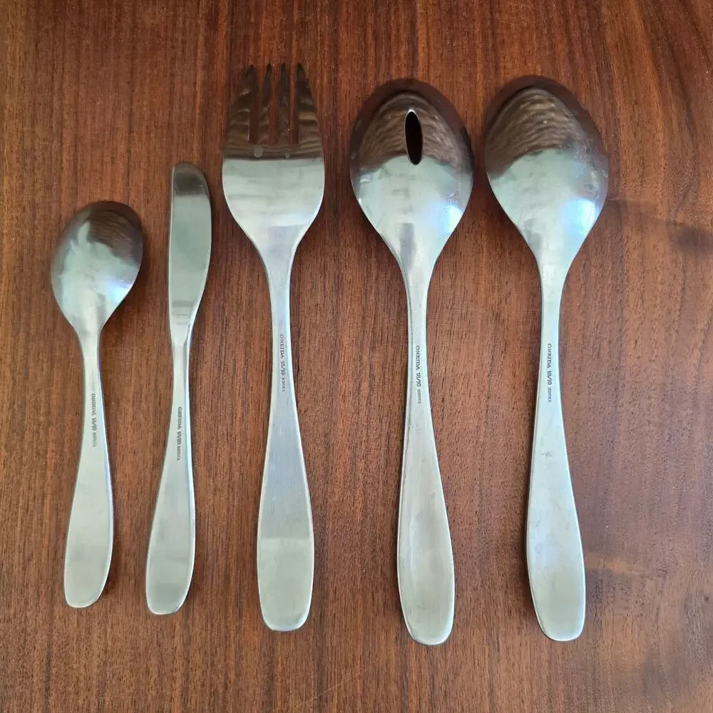 Oneida Silver Stafford Stainless Steel 5 Piece Hostess Set Satin Finish Heavy